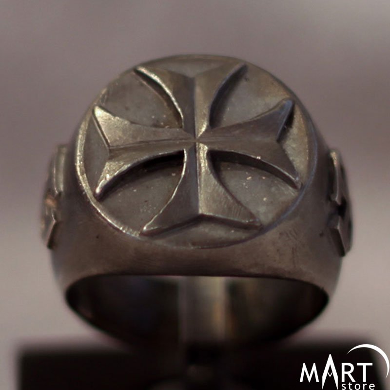 Maltese Cross ring vintage Knights Templar ring Silver and Gold MasonArtStore